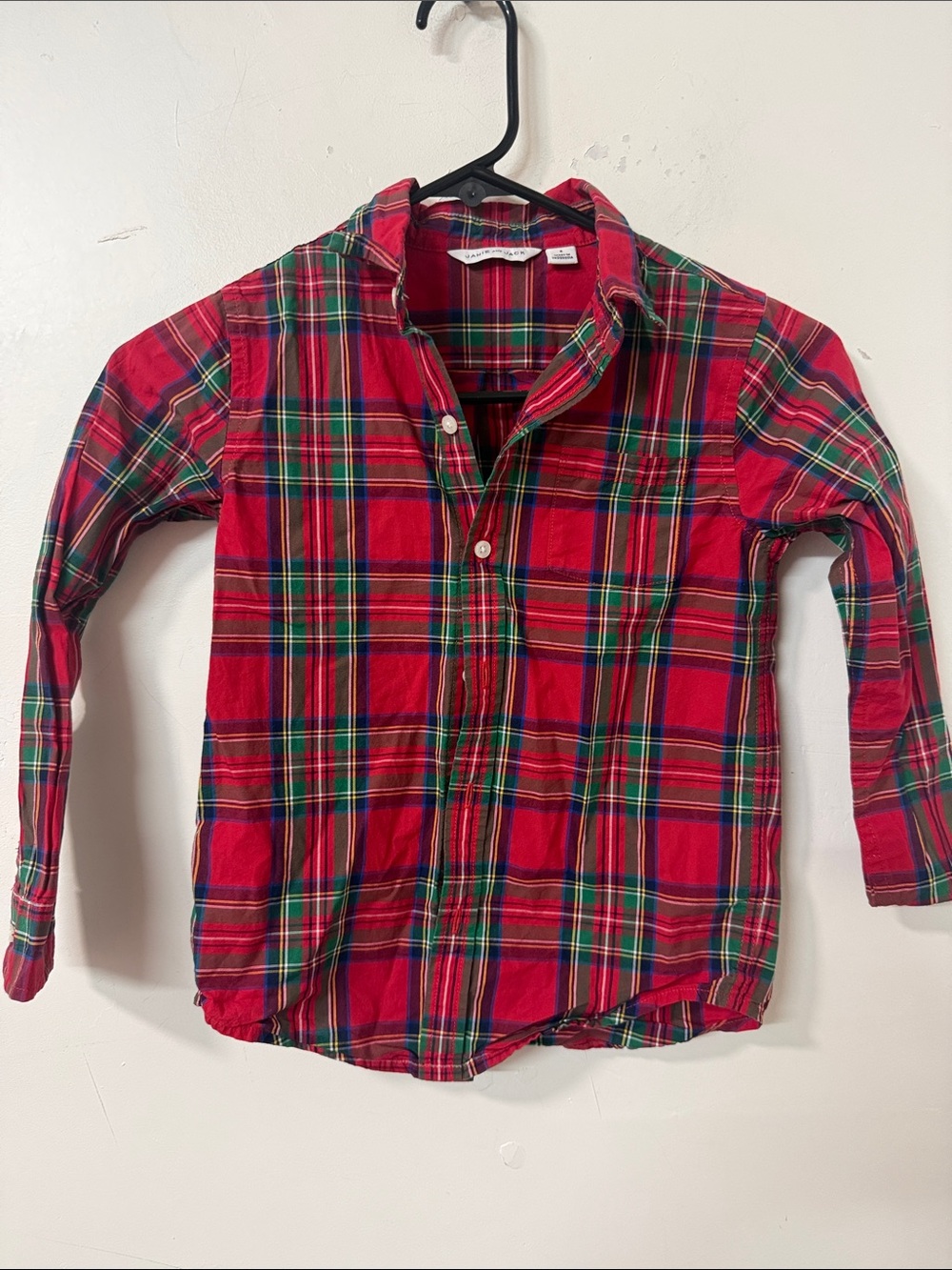 Janie and Jack Red & Green Plaid Button-Down Shirt